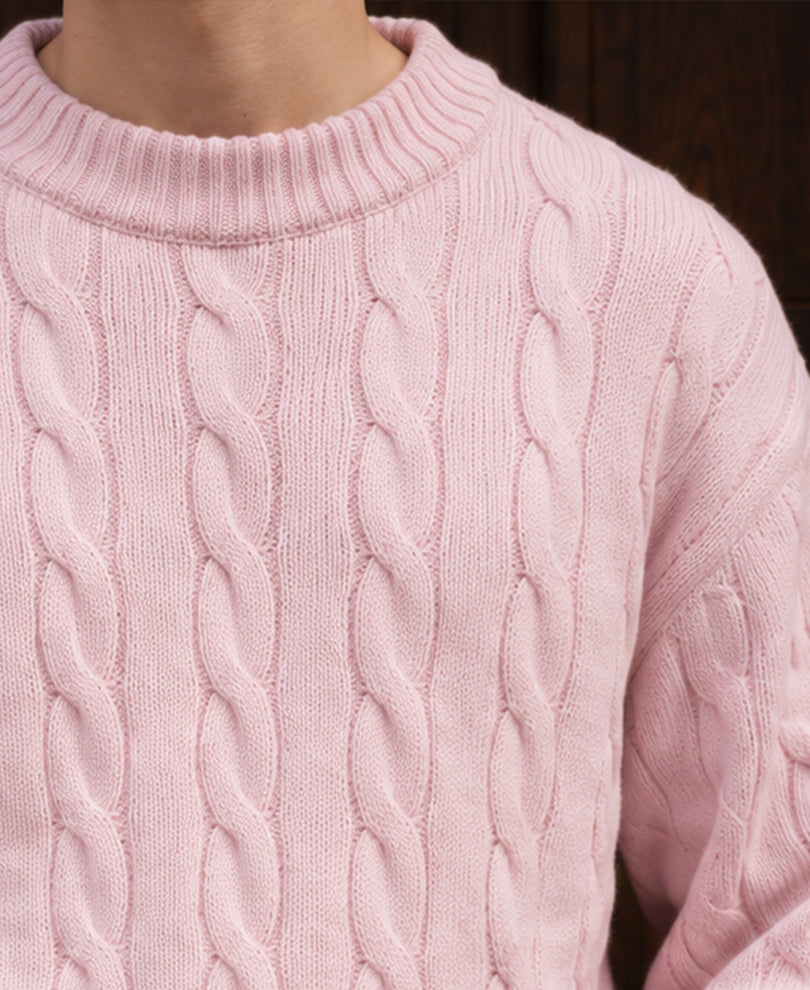 Light Pink Cable Knit Sweater