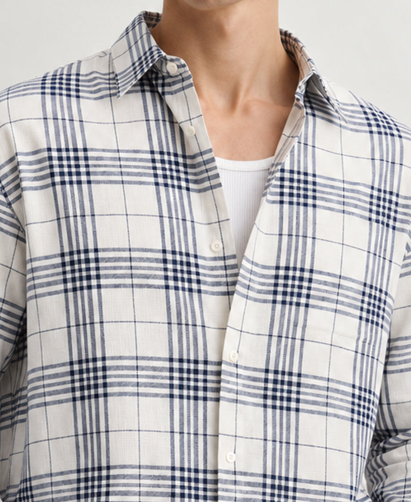 White Structured Checks Shirt