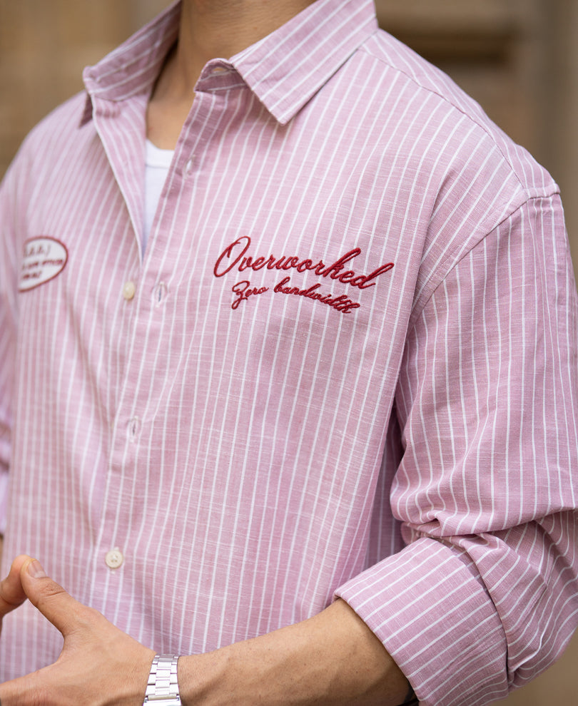 Light Pink Embroidered Stripe Shirt