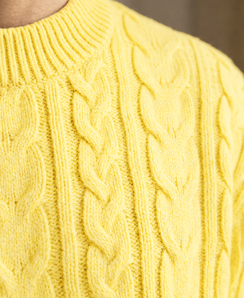 Yellow Cable Knit Sweater