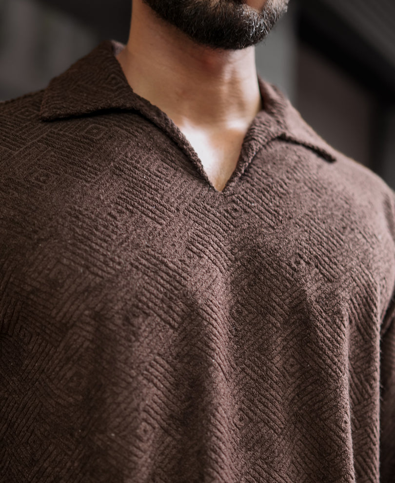 Forest Brown Regular Fit Full Sleeves Tshirt.