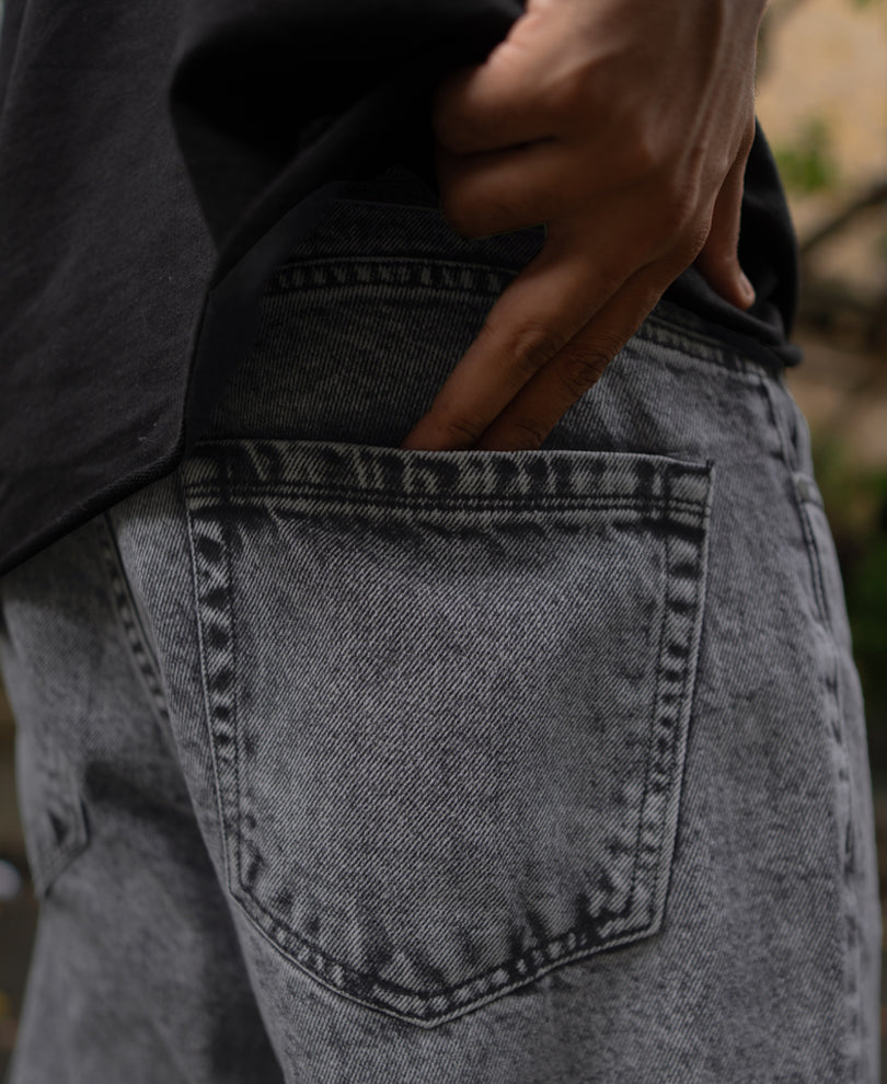 Dark Grey Baggy fit Denim Jeans.