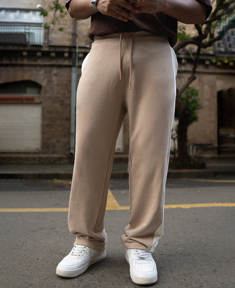 Light Beige Baggy Fit Track Pant.