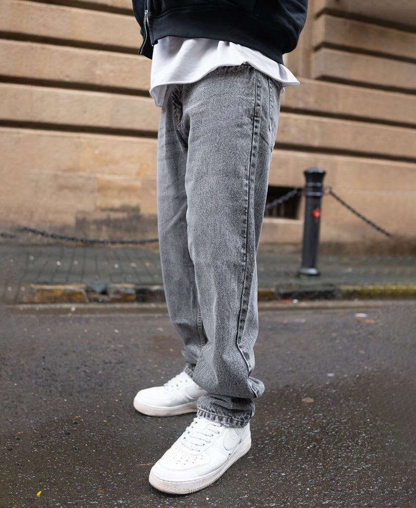 Light Carbon Black Baggy Fit Denim Jeans.
