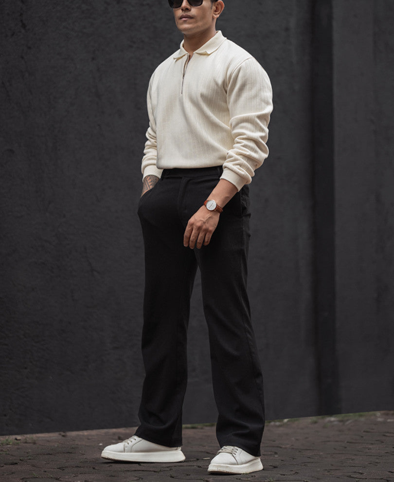 Off-White Regular Fit Structured Full Sleeves T-Shirt.