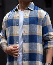 Blue And Off White Checked Regular Fit Full Sleeves Shirt.