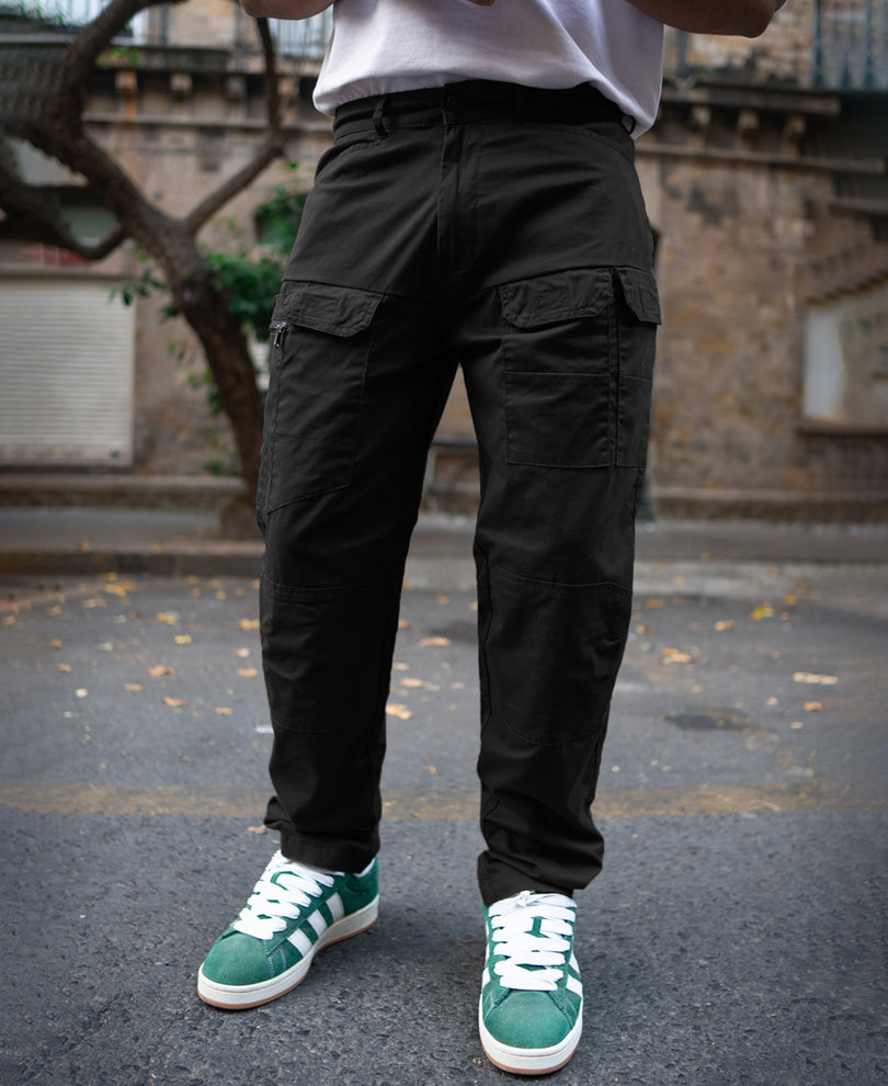 Black Cotton Cargo Pant.