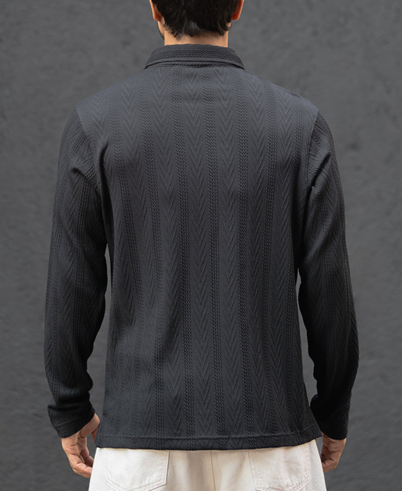 Black Structured Regular Fit T-Shirt.