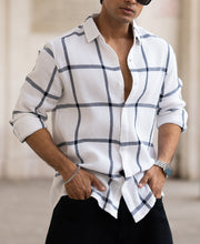 Navy Structure Check Shirt.