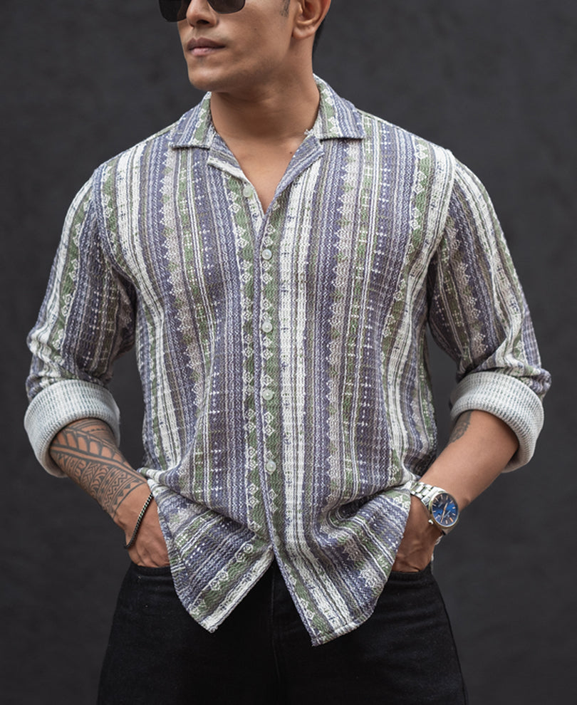 Multicolour Striped Regular Fit Full Sleeves Shirt.