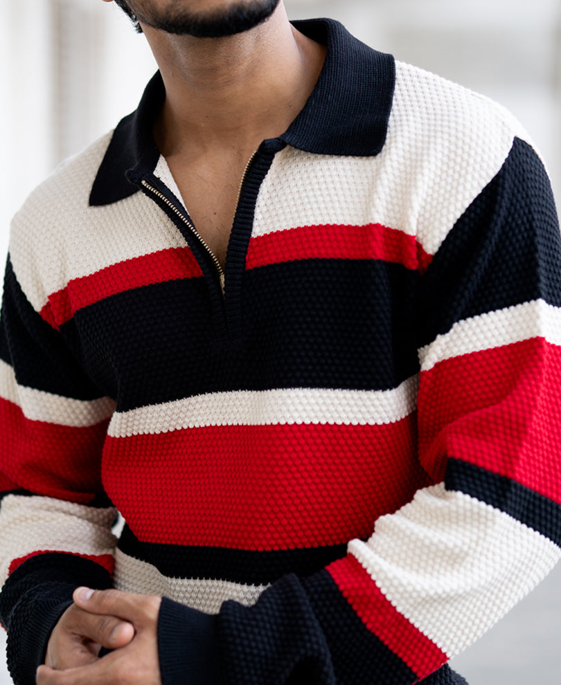 Multi Colour Regular Fit Full Sleeves T-Shirt.