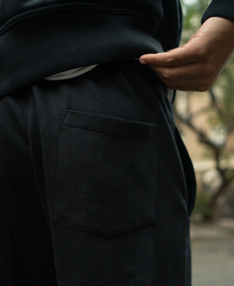 Black Printed Baggy Trackpant.