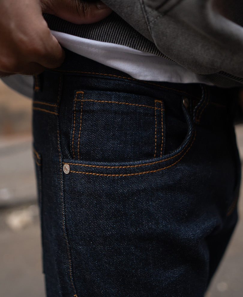 Raw Indigo Regular Fit Denim Jeans.