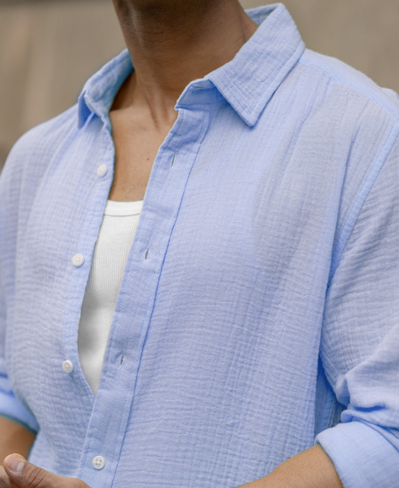 Light Blue Crinkled Shirt