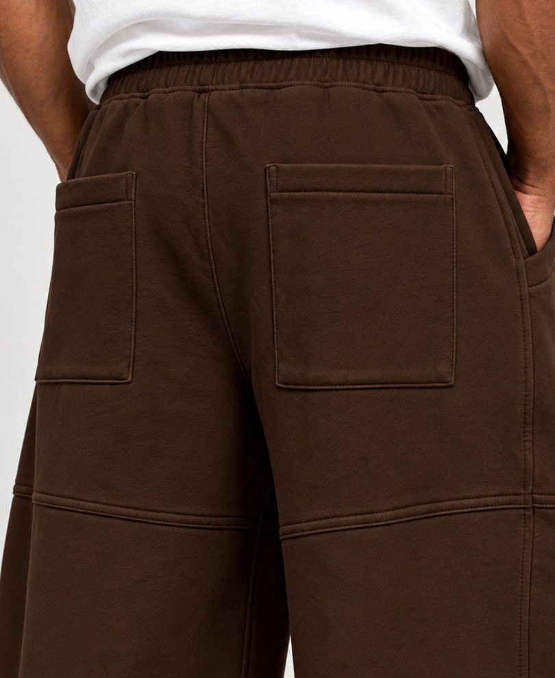 Brown Panelled Barrel Fit Trackpants