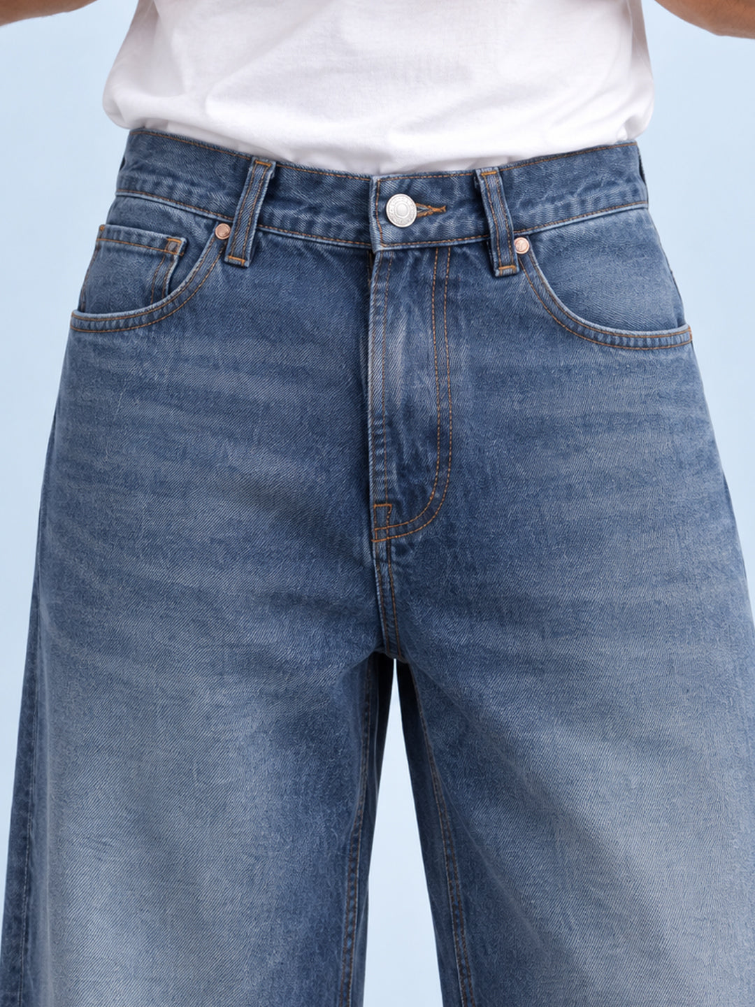 Mid Blue Washed Baggy Fit Jean