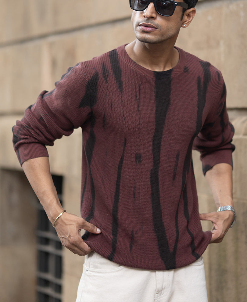 Brown Flat Knit Cotton T-Shirt.