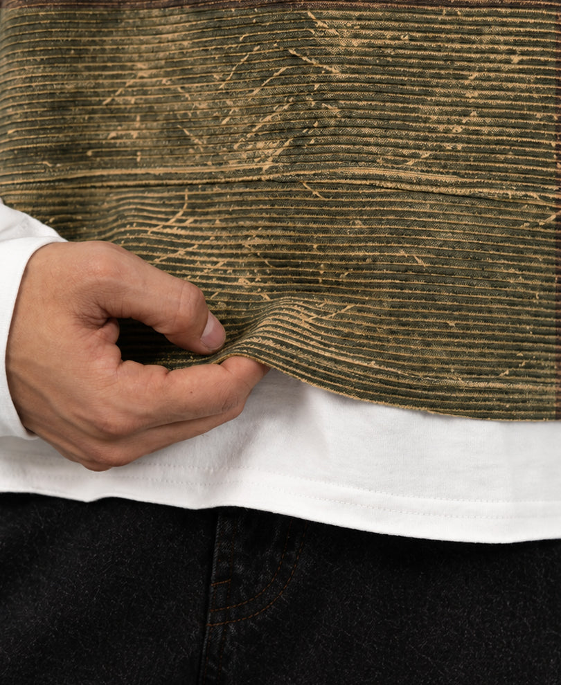 Dark Beige Grungy Double Layered T-Shirt