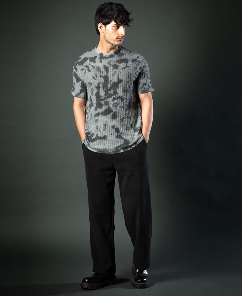 Grey Tie Dye Knit T-Shirt.