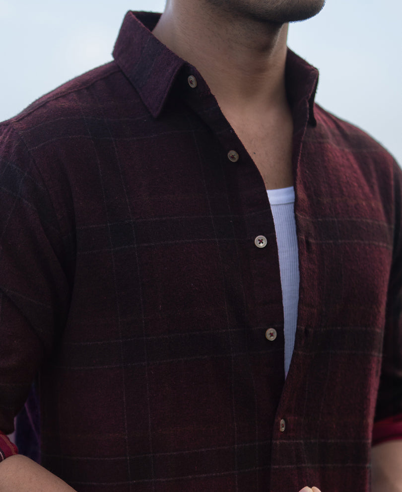 Wine Ombre Checks Shirt.