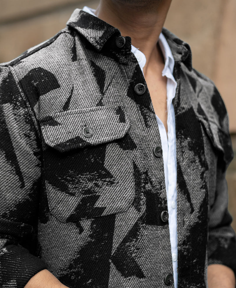 Grey Jacquard Overshirt.