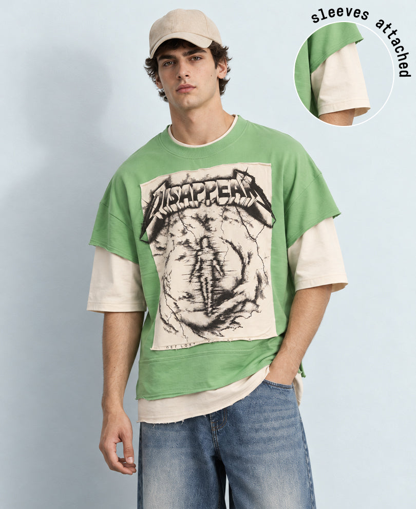 Mint Double Layered Printed T-Shirt