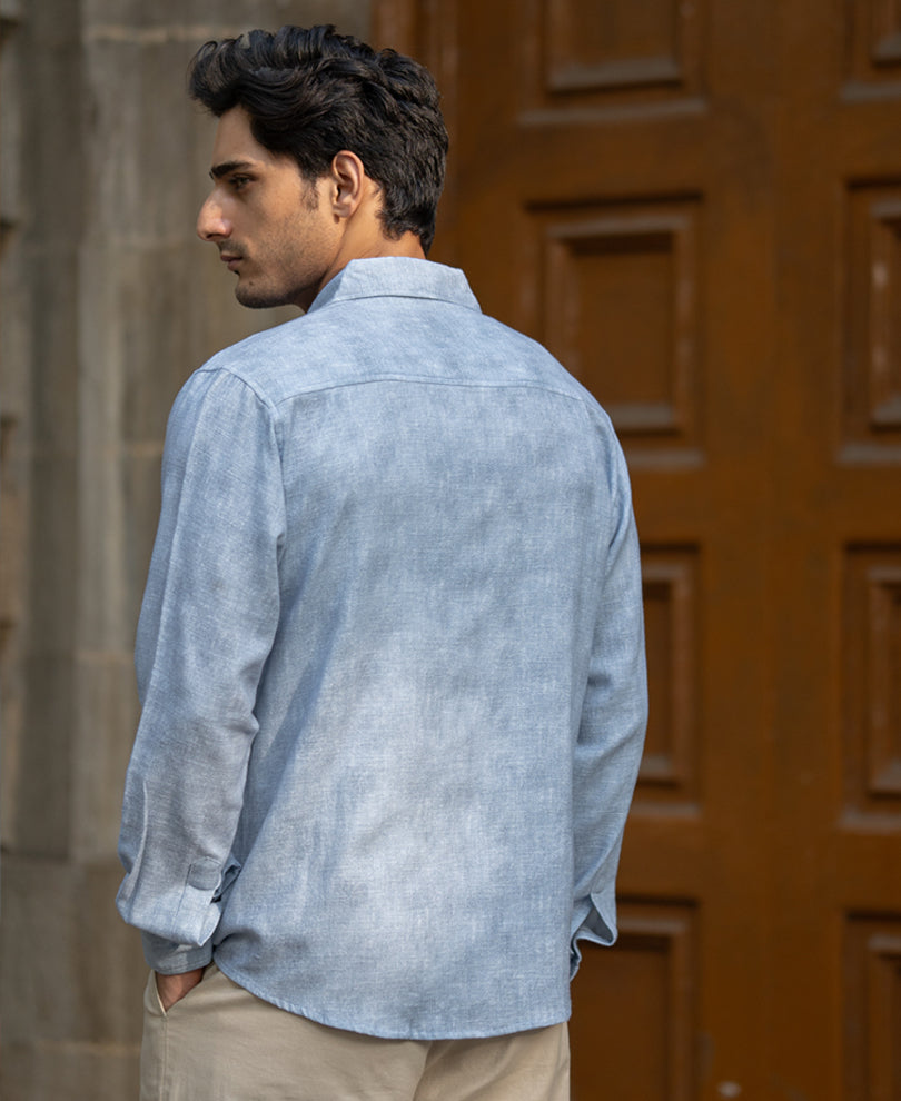 Light Grey Cotton Slub Shirt.