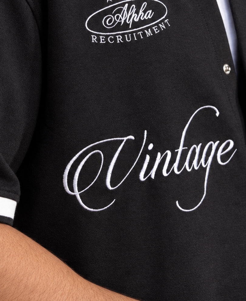 Black Embroidered Knit Shirt