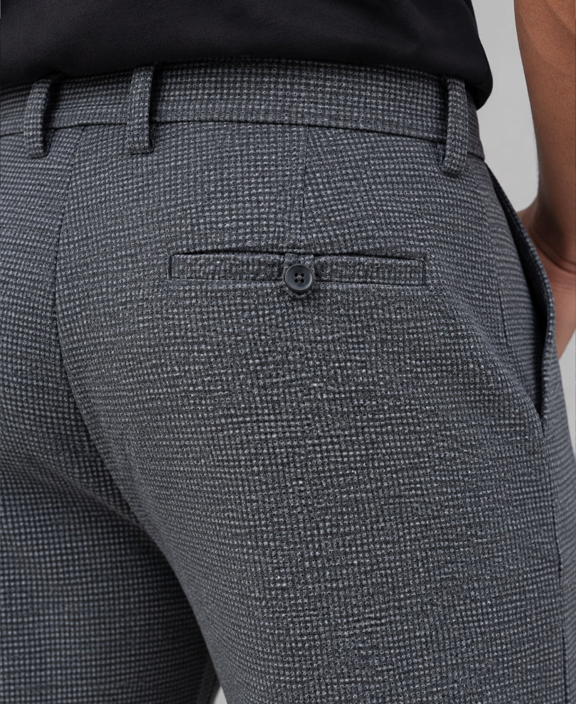 Grey Structured Pleated Trouser