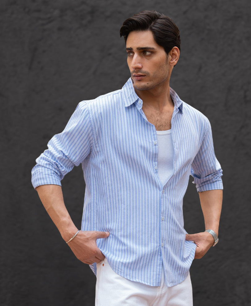 Light Blue Oxford Stripe Shirt.