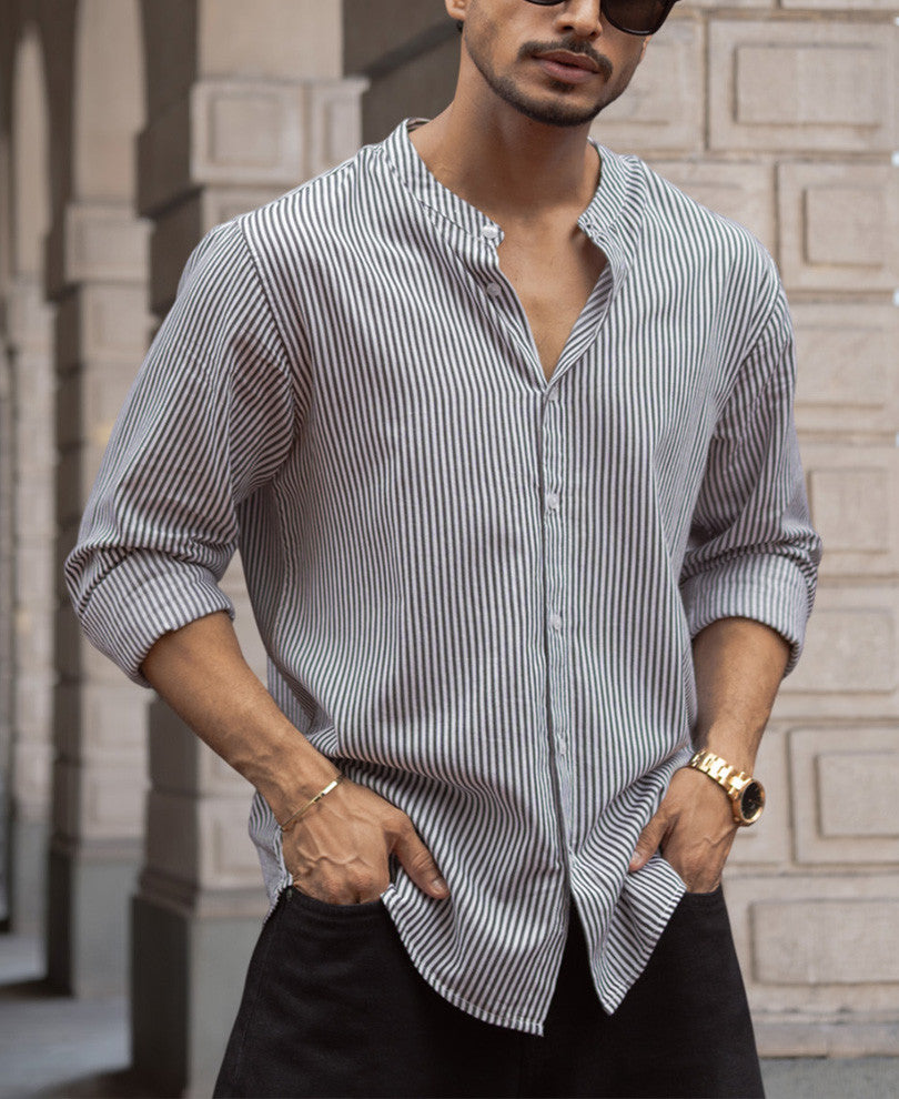 Black and White Stripes Full Sleeves Shirt.