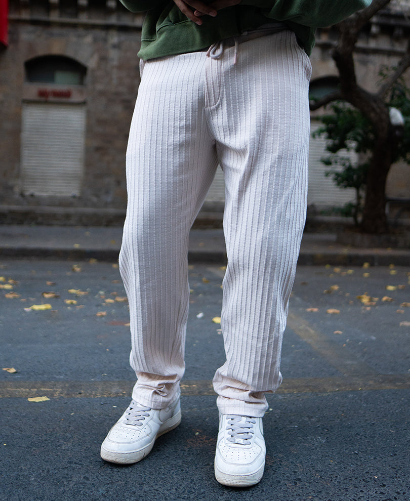 Light Fawn Crushed Regular Fit Track Pant.