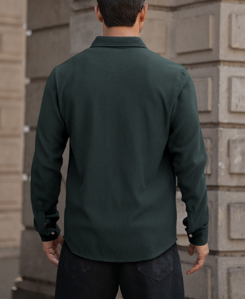 Green Regular Fit Full Sleeves Shirt.
