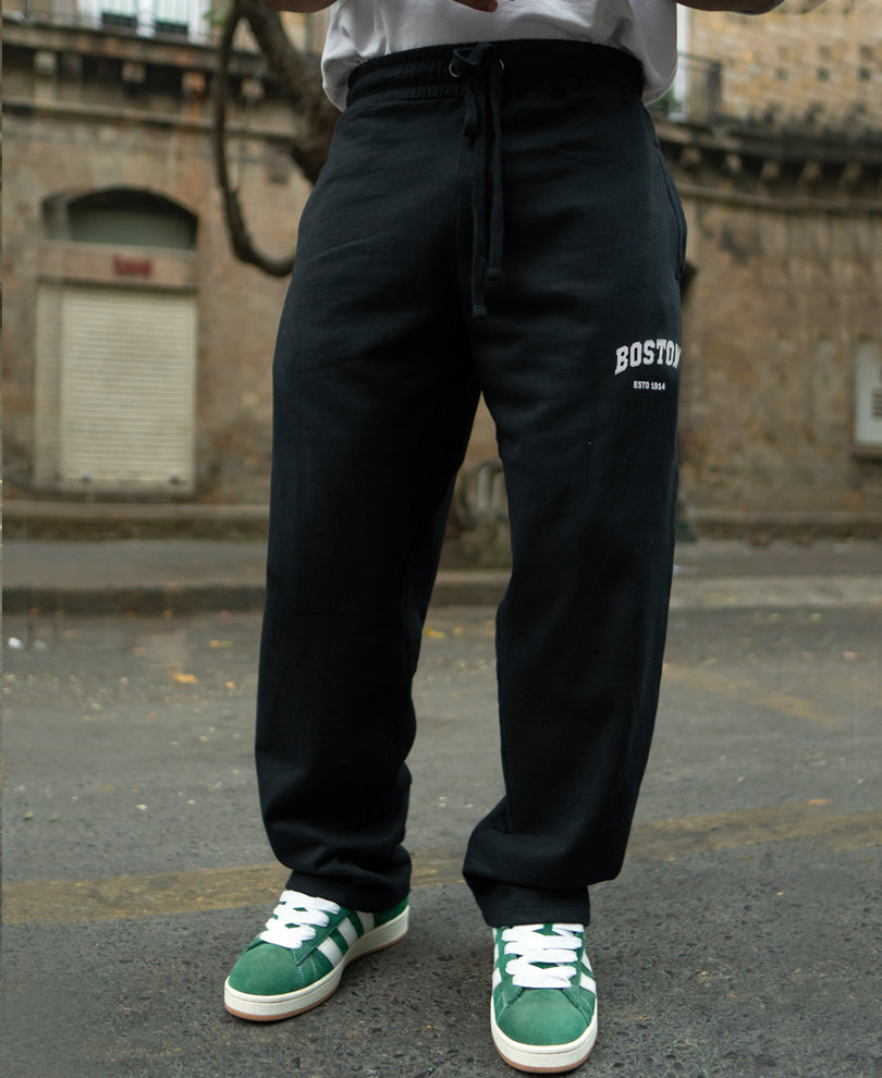 Black Printed Baggy Trackpant.