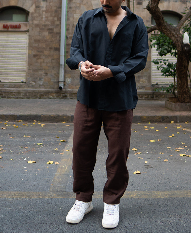 Dark Brown Linen Pant.