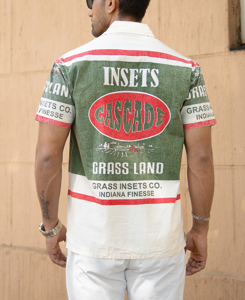 Olive Washed Printed Shirt.