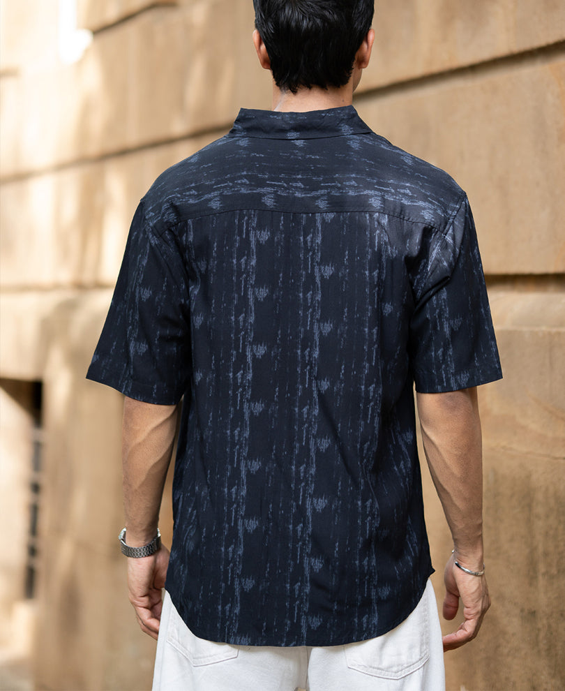 Black Abstract Lightweight Print Shirt.