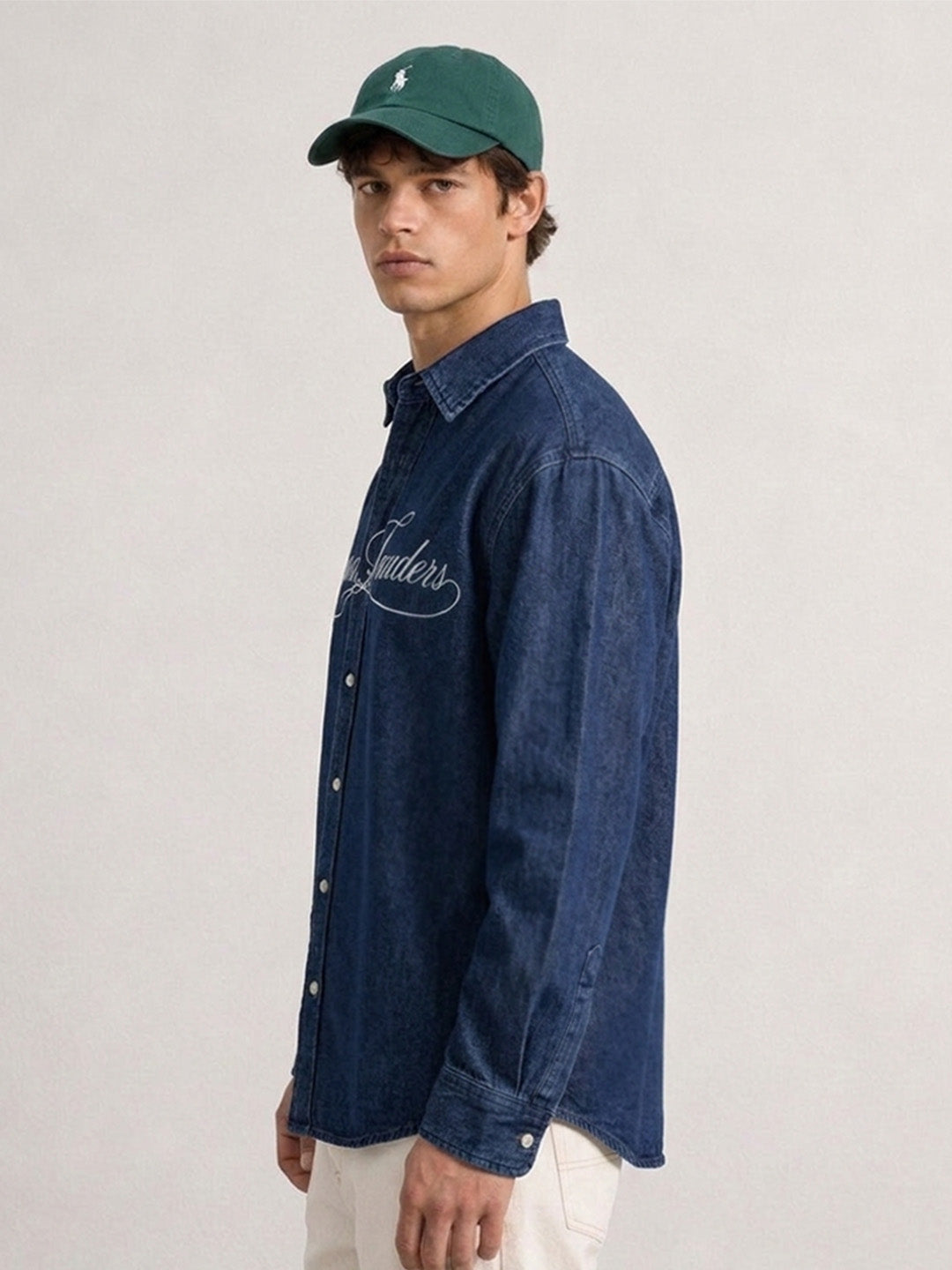 Blue Printed Denim Shirt