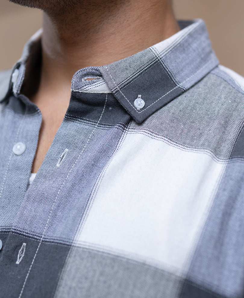 Grey Structured Checks Shirt.