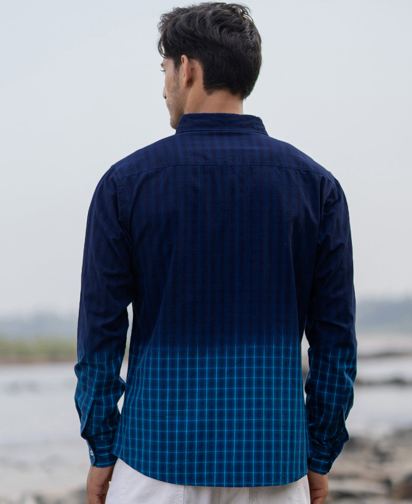 Blue Ombre Checks Shirt.