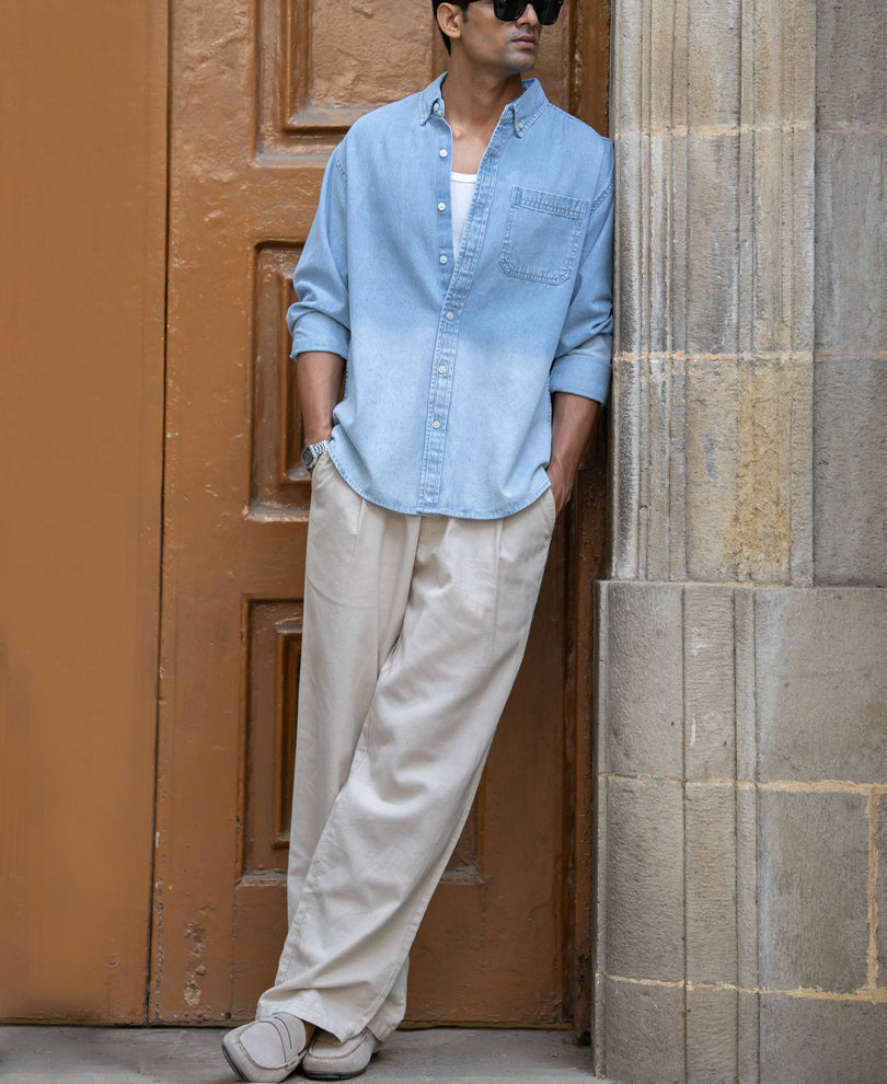 Light Blue Ombre Denim Shirt.