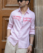 Pink Printed Stripe Shirt.