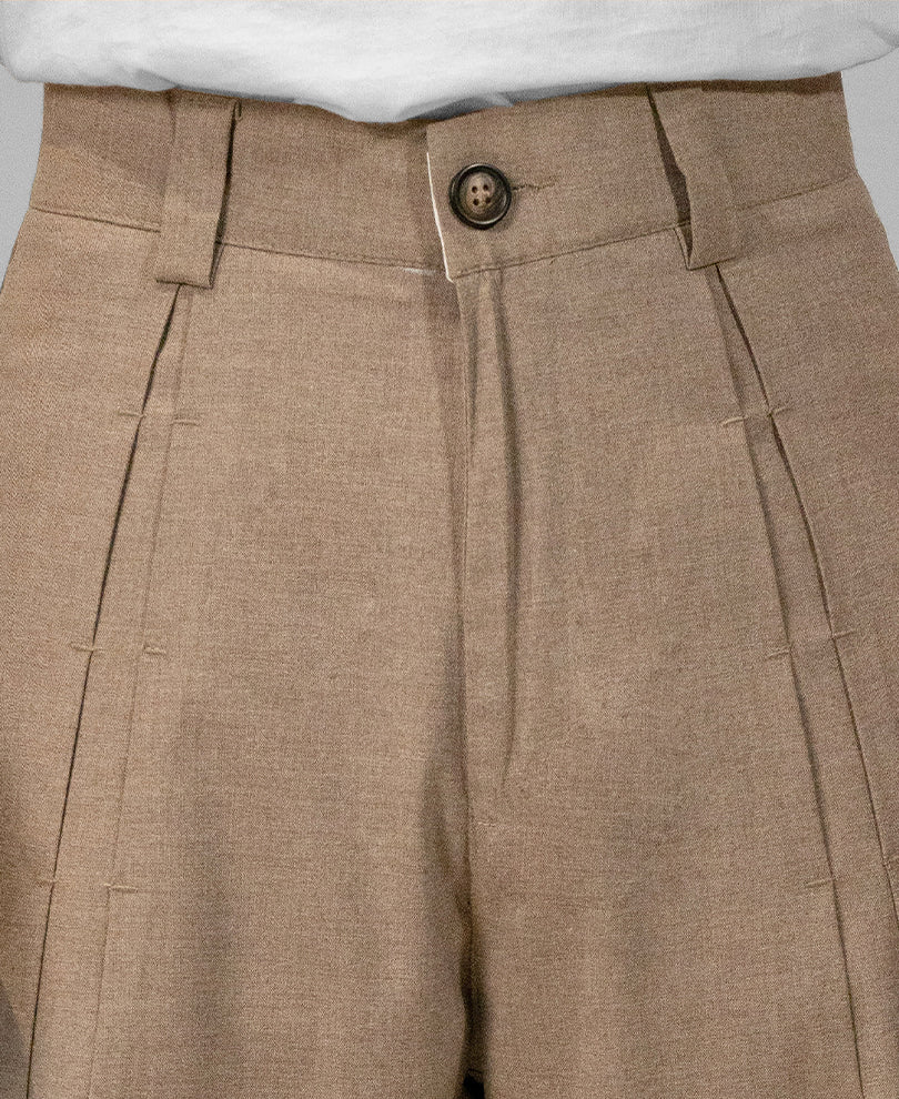 Beige Pleated Trousers
