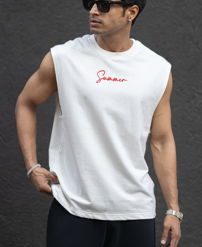 Off White Slogan Print Vest.