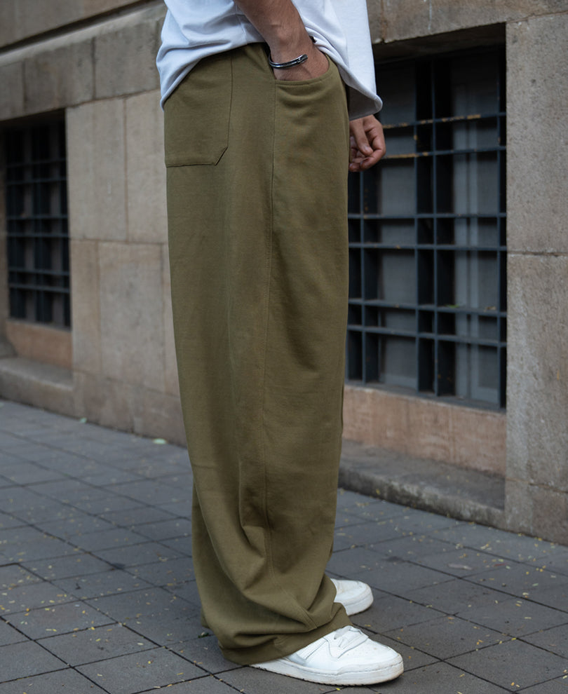 Olive Barrel Fit Trackpants