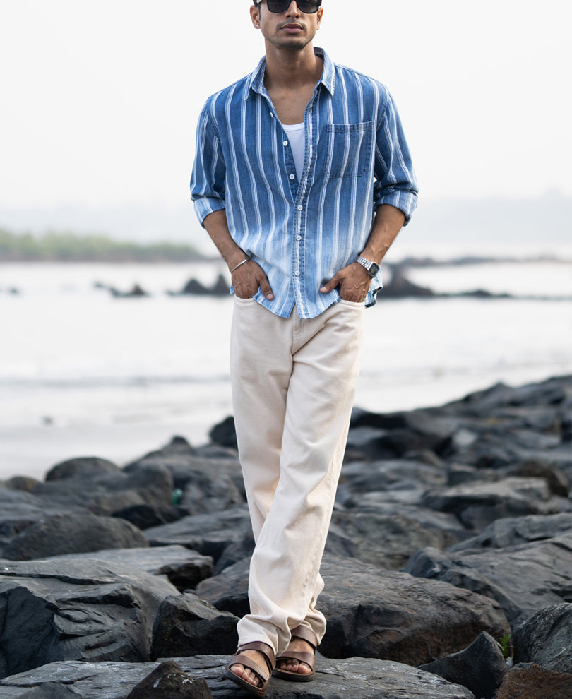 Denim Stripe Ombre Shirt.