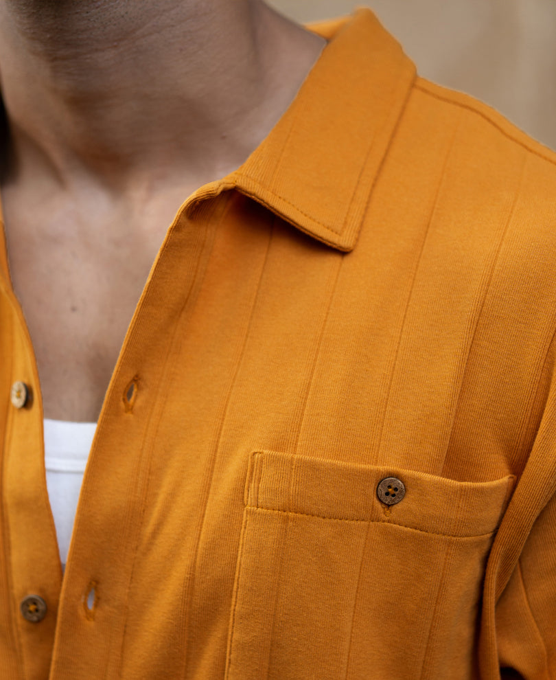 Mustard Structure Knit Shirt.