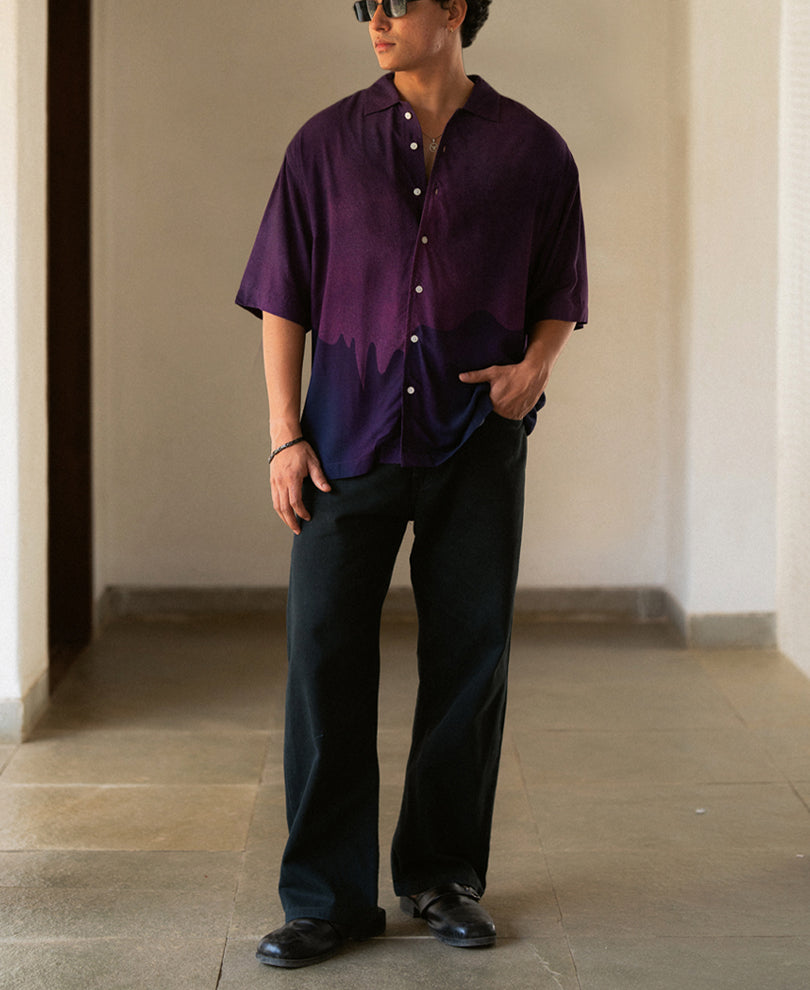 Purple Abstract Print Shirt.