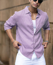 Light Lilac Linen Blend Shirt.