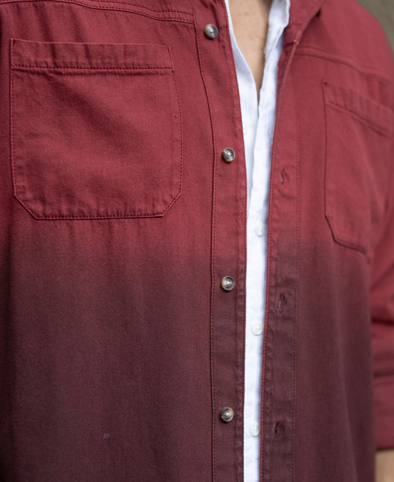 Brick Red Ombre Shirt With Pockets.